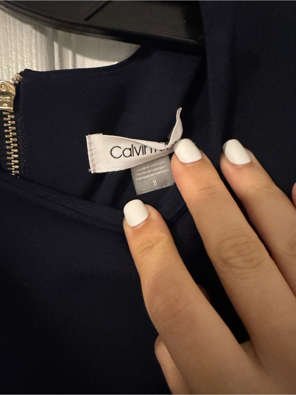 NEW Calvin Klein Navy Blue Ruffle Hem Midi Dress - Picture 5 of 7